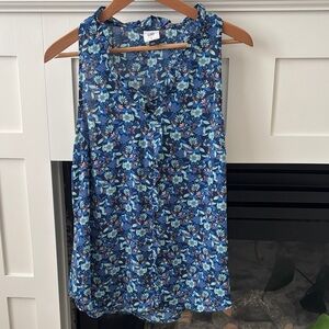 CAbi Navy and Teal Floral Top Excellent Condition